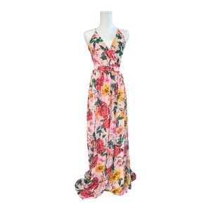 MDC6 Pink floral maxi dress with cutout detail size small